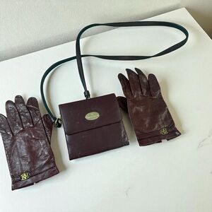 Vintage Etienne Aigner All in One Wallet Crossbody and Gloves Brown Leather